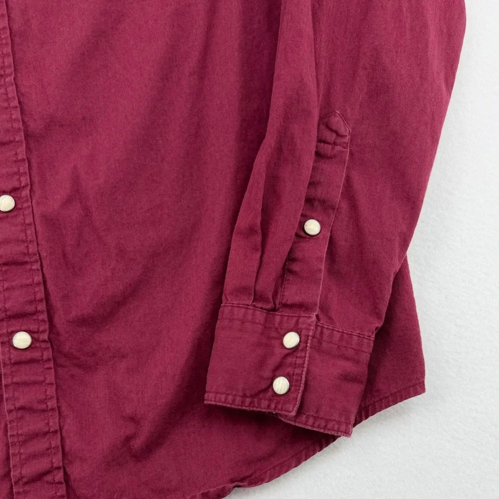 True Religion Western Shirt Mens Small Burgundy Pearl Snap Excellent